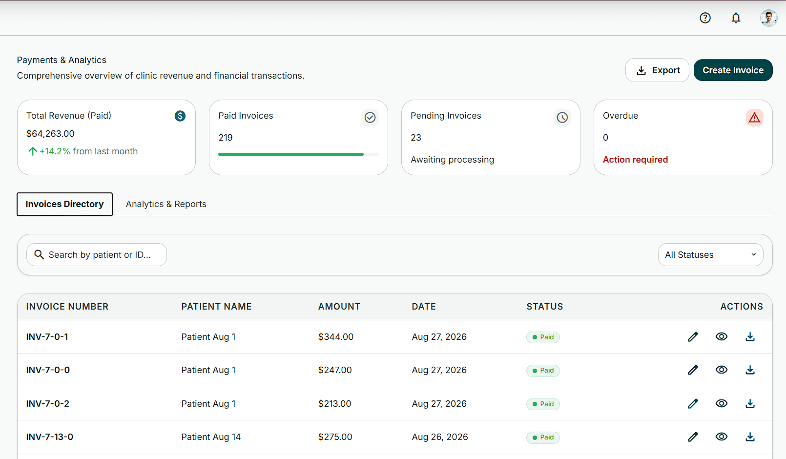 Roghtoon Multi-Currency Clinic Billing & Invoicing