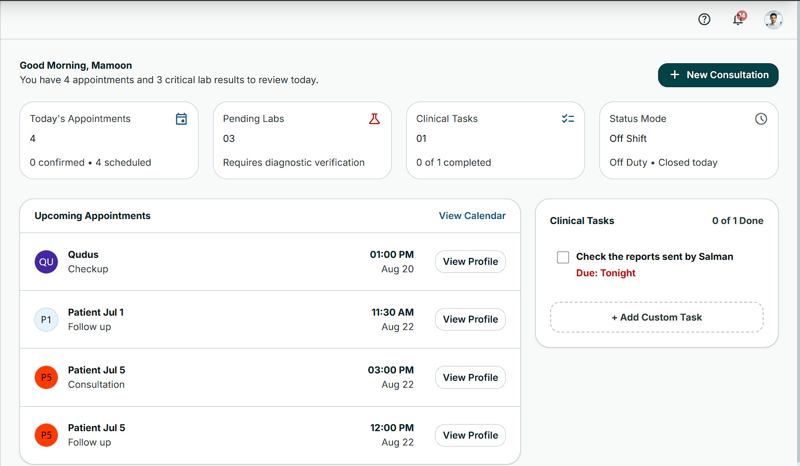 Roghtoon Doctor Dashboard